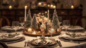 Decoração de Páscoa com Osterbaum, flores frescas e linho natural